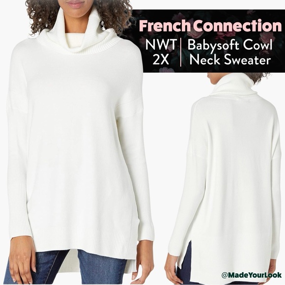 French Connection Sweaters - ✨NWT!✨ FRENCH CONNECTION Babysoft Cowl Neck Jumper Winter White – Women’s 2X NWT